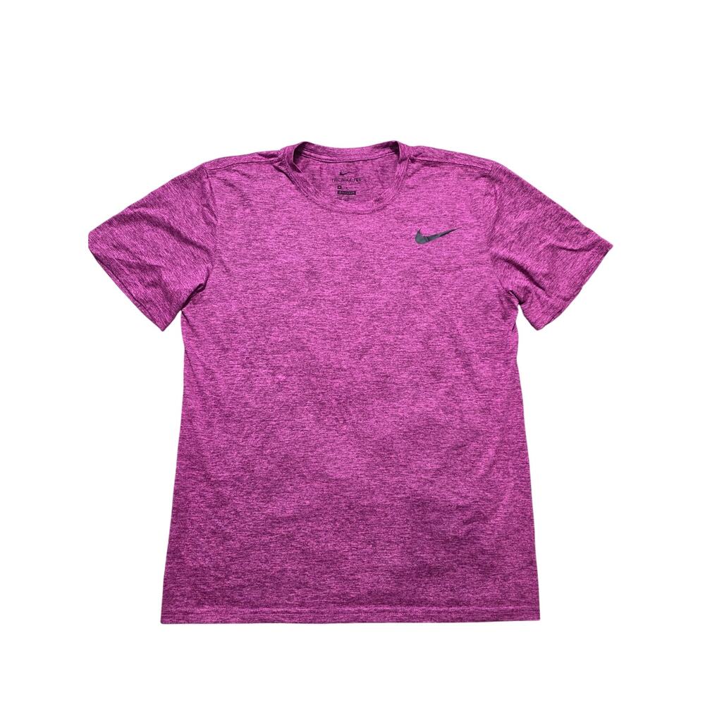 Nike Legend Crossdye Crew Neck Activewear Short Sleeve Shirt Purple Size Medium